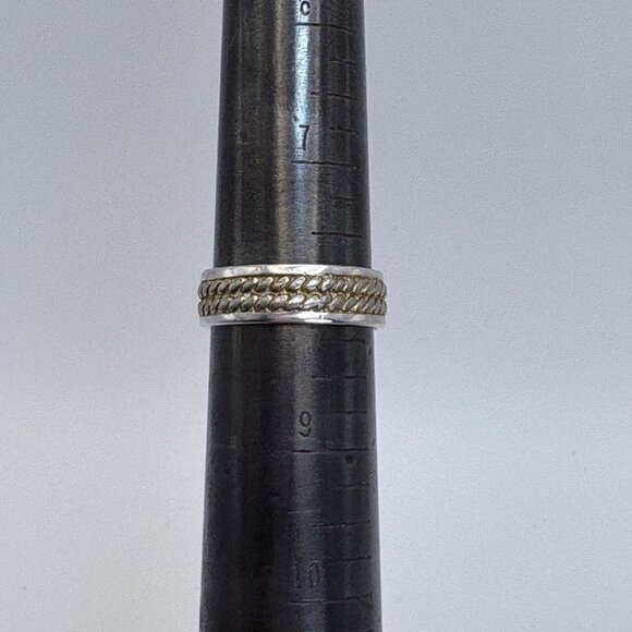 VTG Two Tone Sterling Silver 925 Braided Design Band Ring Size 8 - Picture 7 of 8